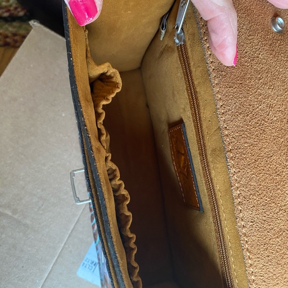 Patricia Nash Turquoise and Brown Embossed Leather Wallet Set - Picture 6 of 7